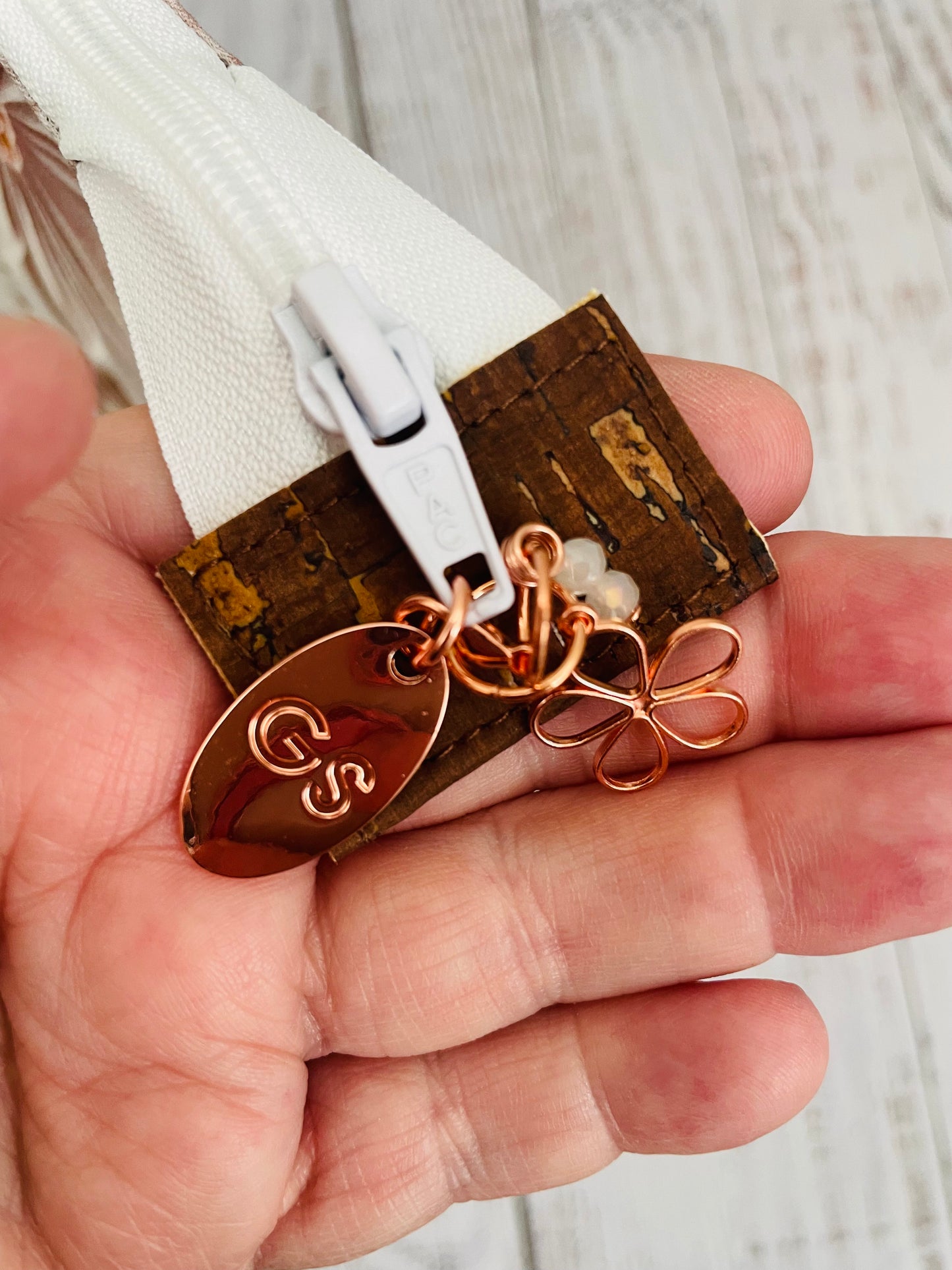 PAPER FLOWERS .. Lifestyle plus bag (soft no wire , but interfaced ) BROWN FAUX LEATHER BOTTOM....NO INNER POCKET….ROSE GOLD HARDWARE ….EXCLUSIVE BAG BLING BY JONESKNIT