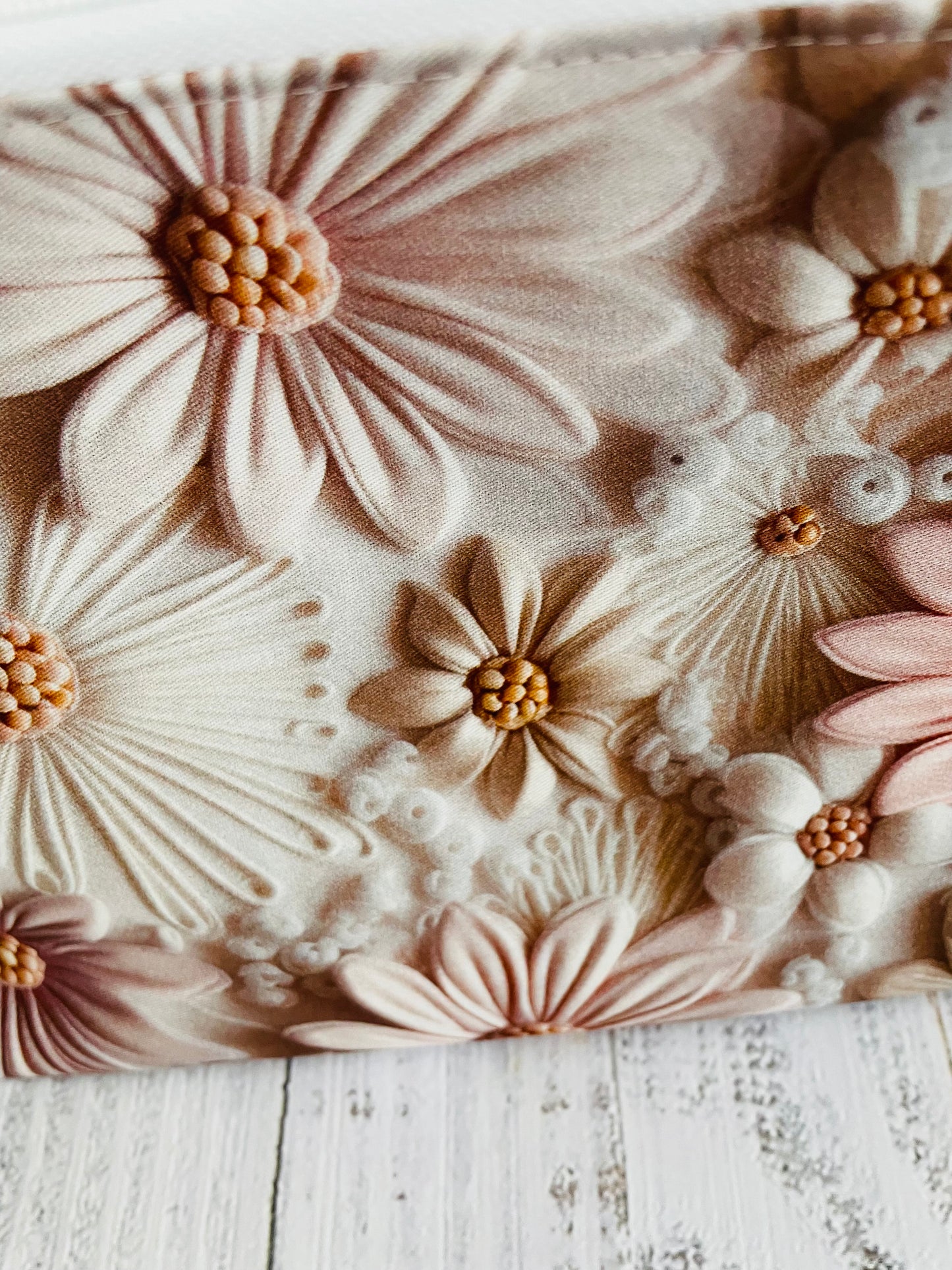 PAPER FLOWERS small Lifestyle bag (soft no wire , but interfaced )...CUSTOM PRINT…ROSE GOLD HARDWARE …EXCLUSIVE BAG BLING BY JONESKNIT