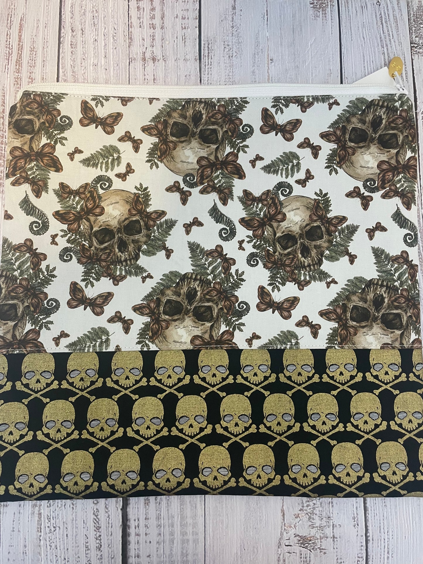 SKULLS  LARGE  STITCHING BAG....CUSTOM PRINTED FABRIC