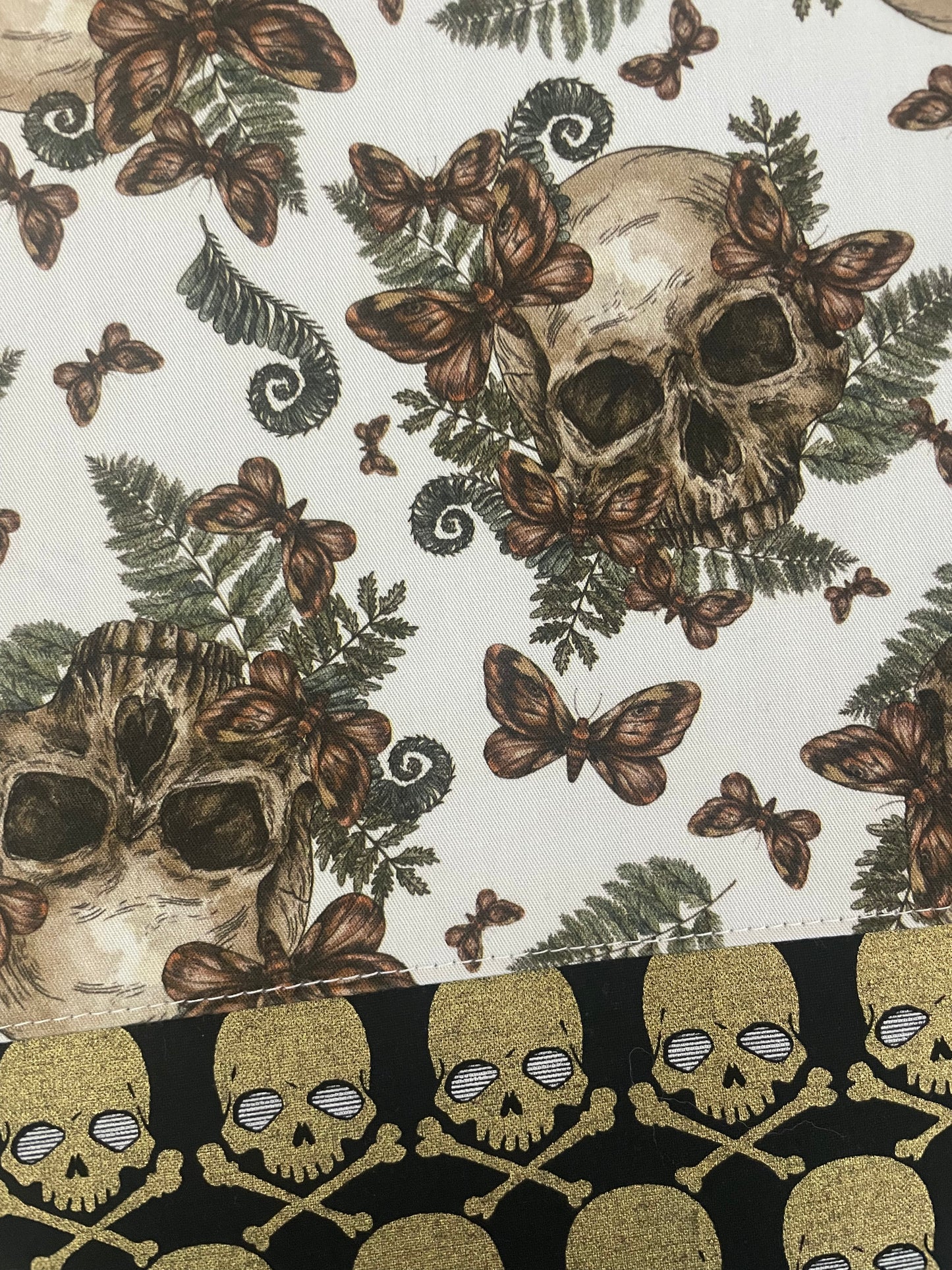 SKULLS  LARGE  STITCHING BAG....CUSTOM PRINTED FABRIC