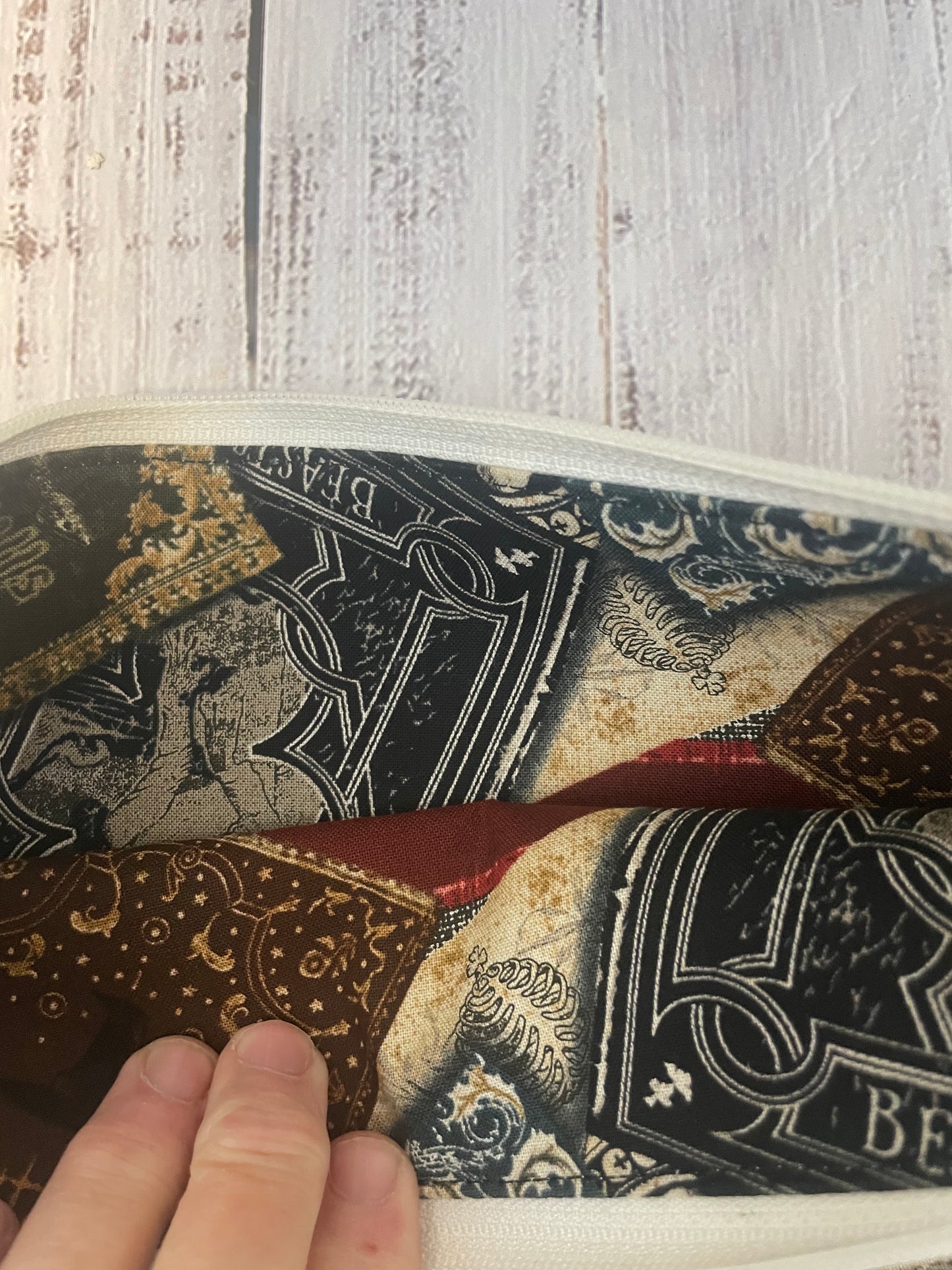 SKULLS  LARGE  STITCHING BAG....CUSTOM PRINTED FABRIC