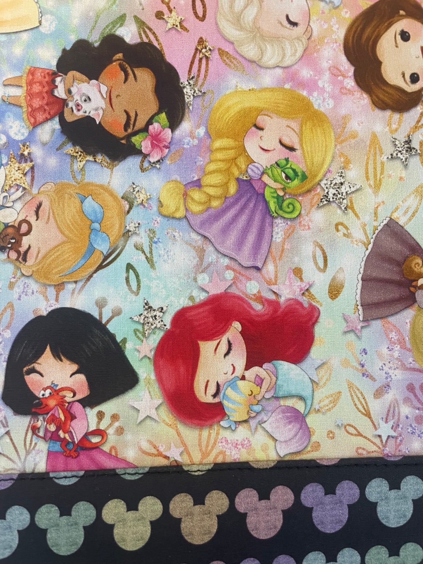 PRINCESSES LARGE  STITCHING BAG....CUSTOM PRINTED FABRIC