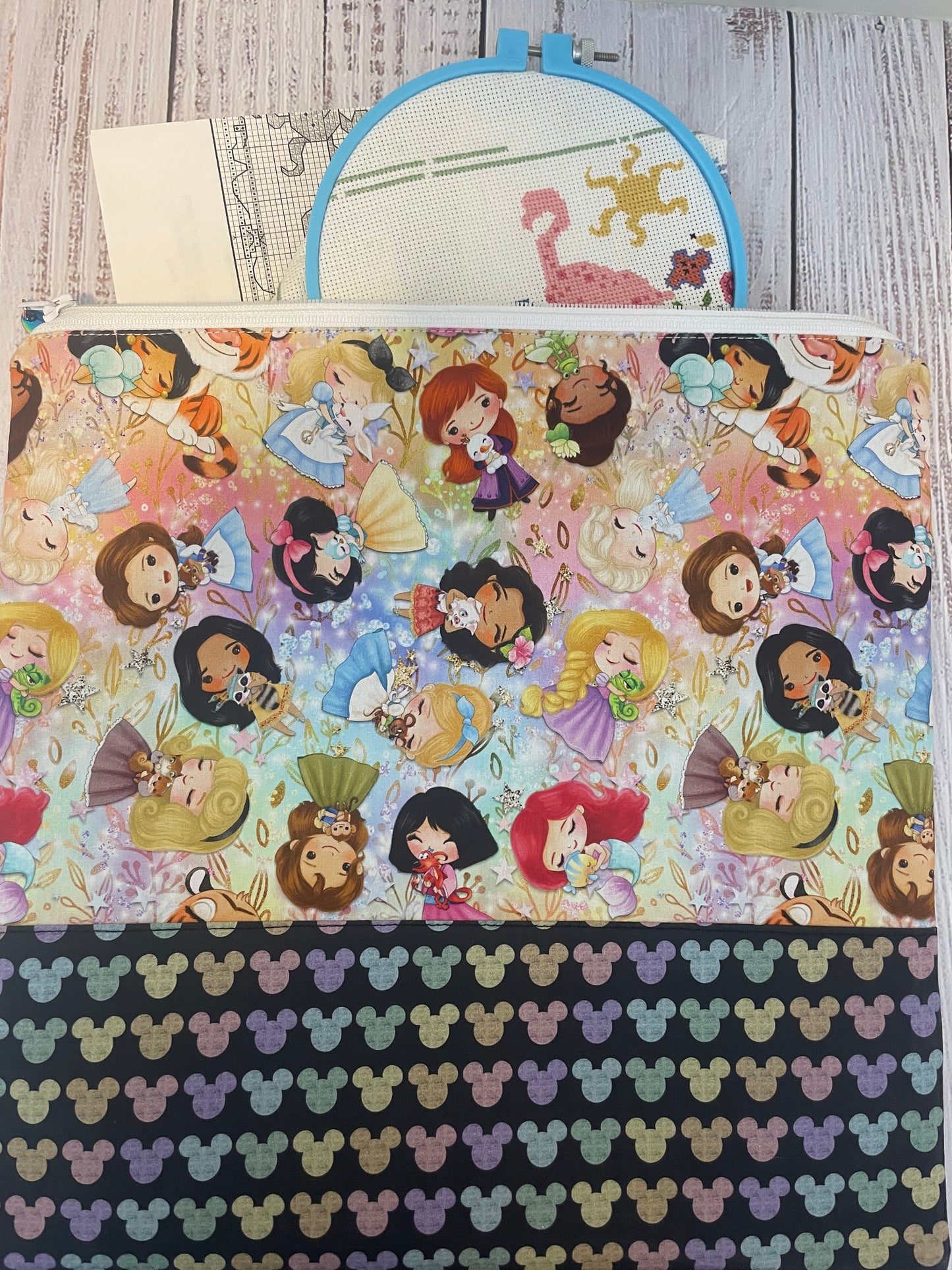 SKULLS  LARGE  STITCHING BAG....CUSTOM PRINTED FABRIC