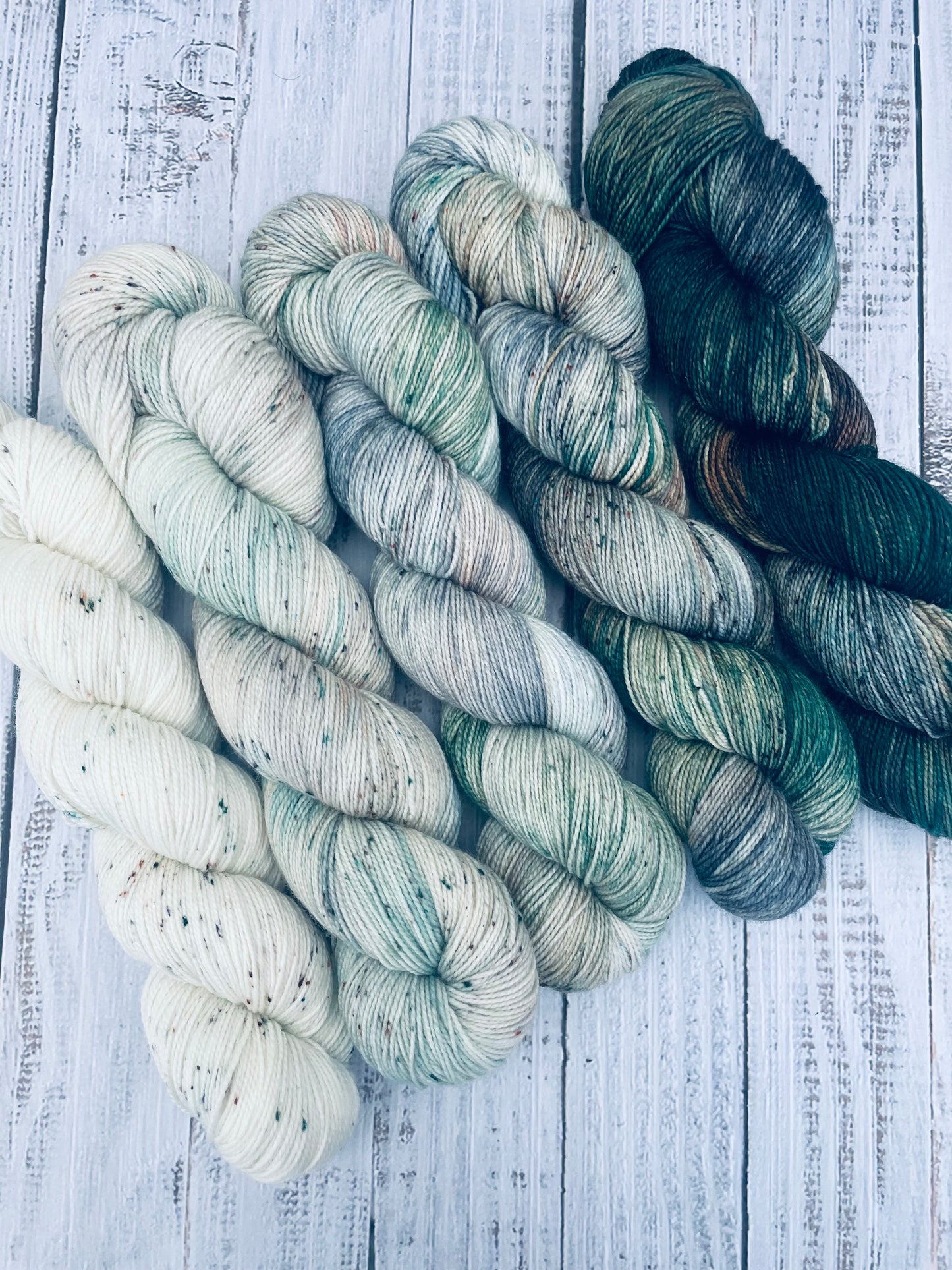 ALPINE FOREST FADE ON LUSH FINGERING 2 PLY AND SQUISHY DK ….CHOOSE COLOURWAY AND BASE FROM MENU