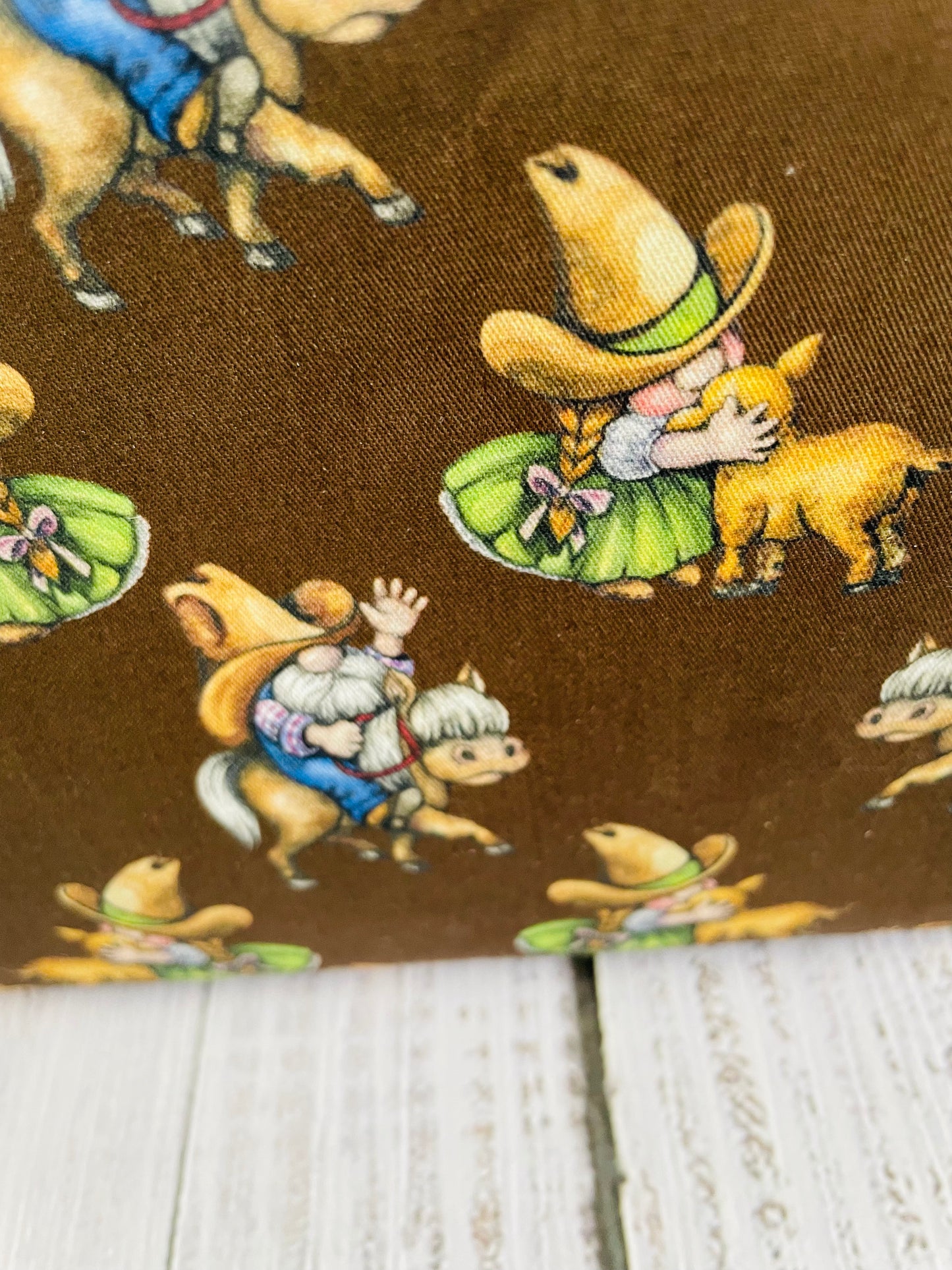 COWBOY GNOMES ....MINI TOTE BAG WITH CORK HANDLES