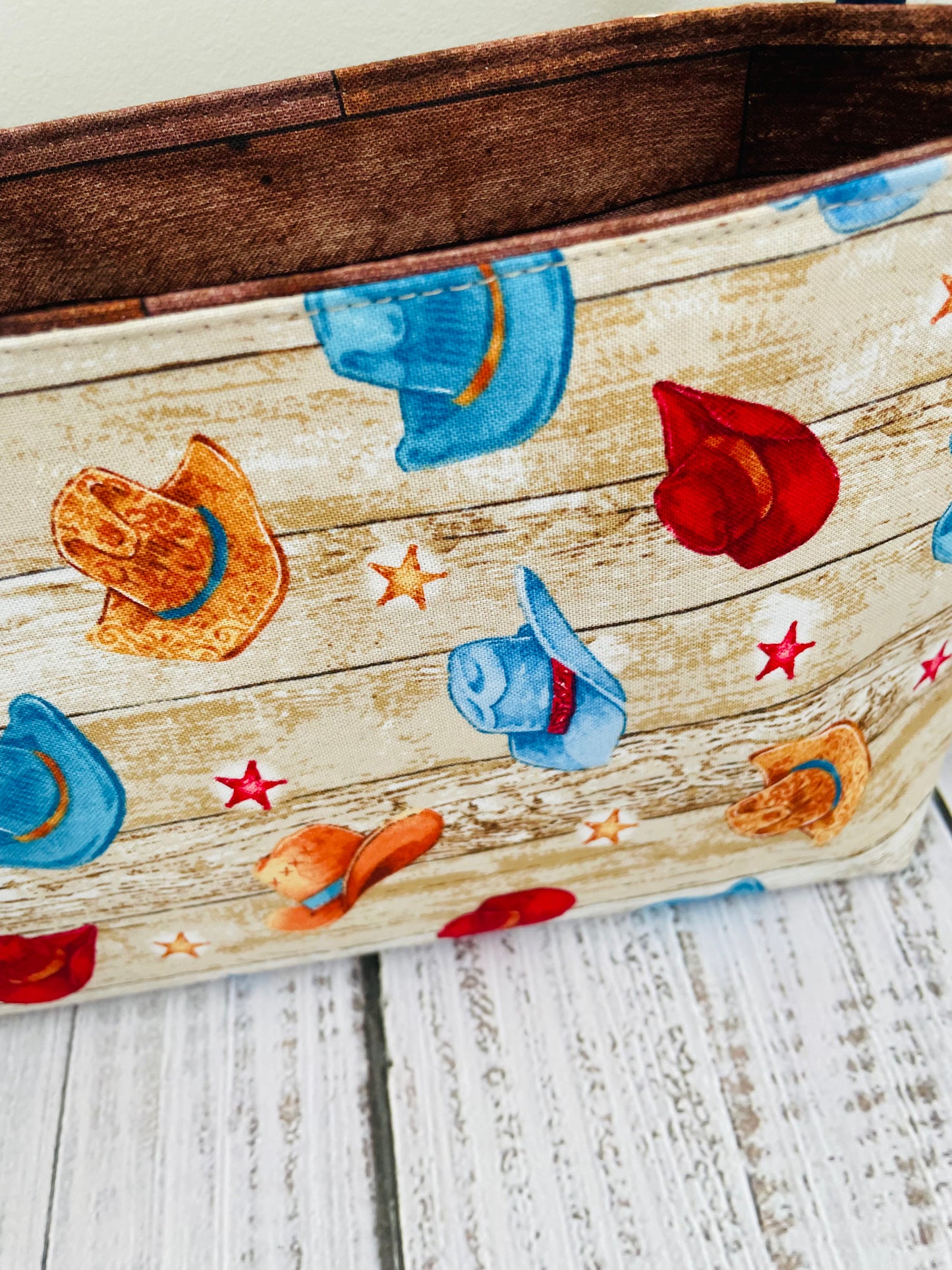 COWBOY HATS ....MINI BASKET WITH CORK HANDLES
