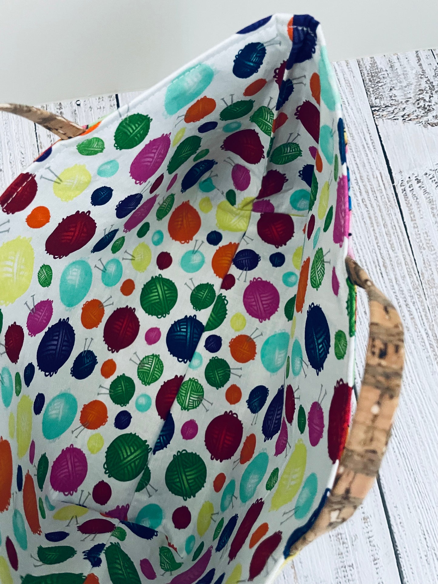COLOURFUL CATS ....MINI TOTE BAG WITH CORK HANDLES