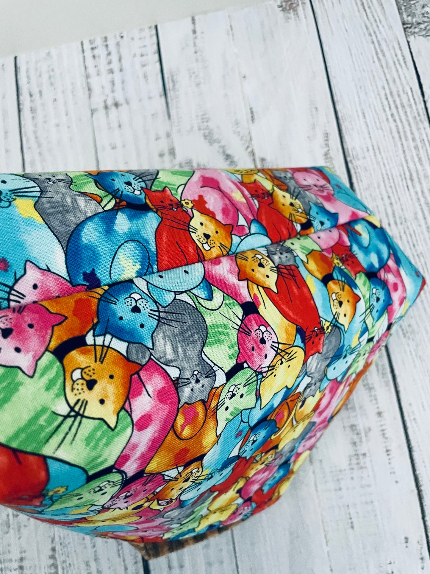 COLOURFUL CATS ....MINI TOTE BAG WITH CORK HANDLES