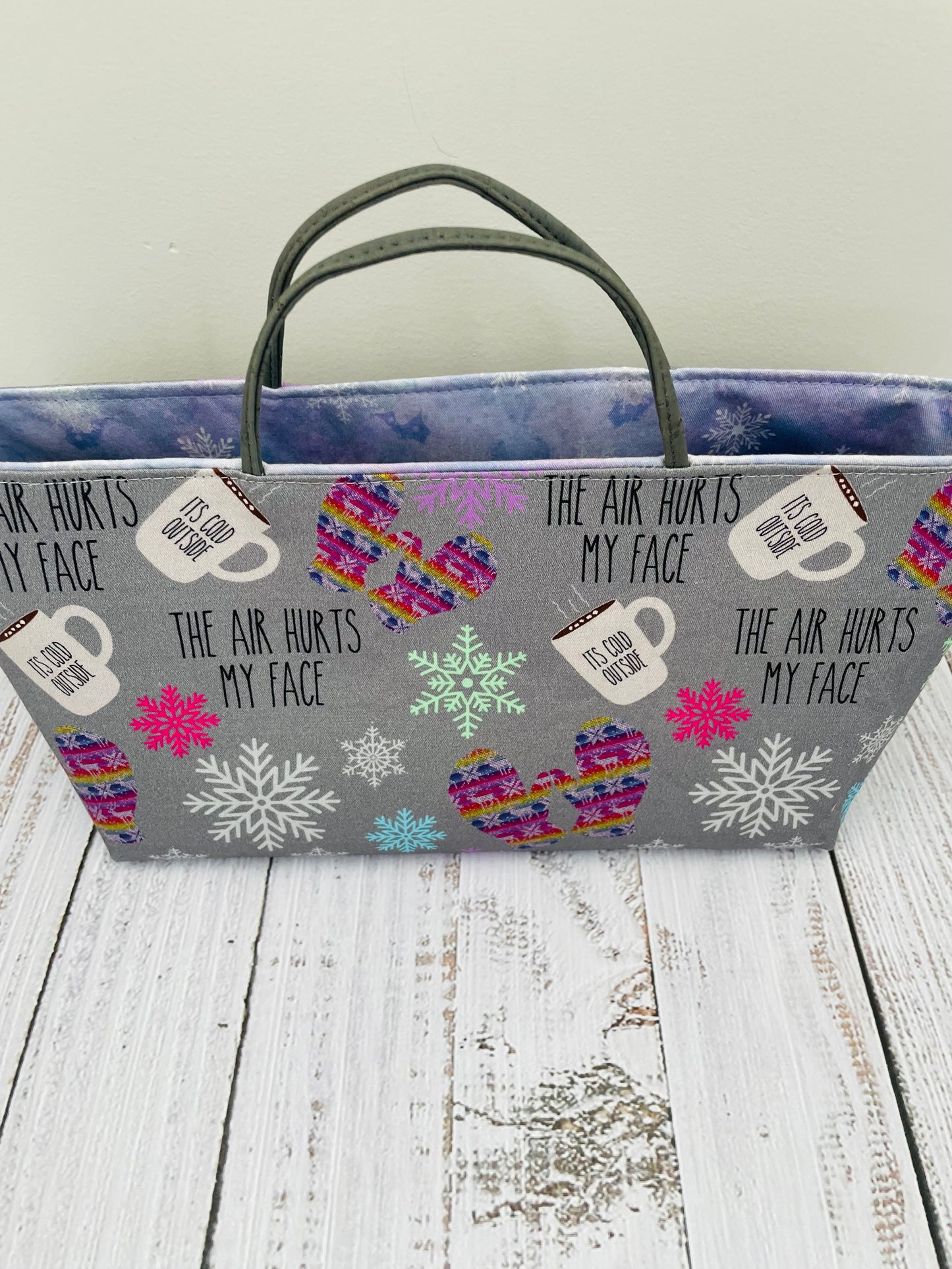 WINTER KNITS ....MINI TOTE BAG WITH CORK HANDLES