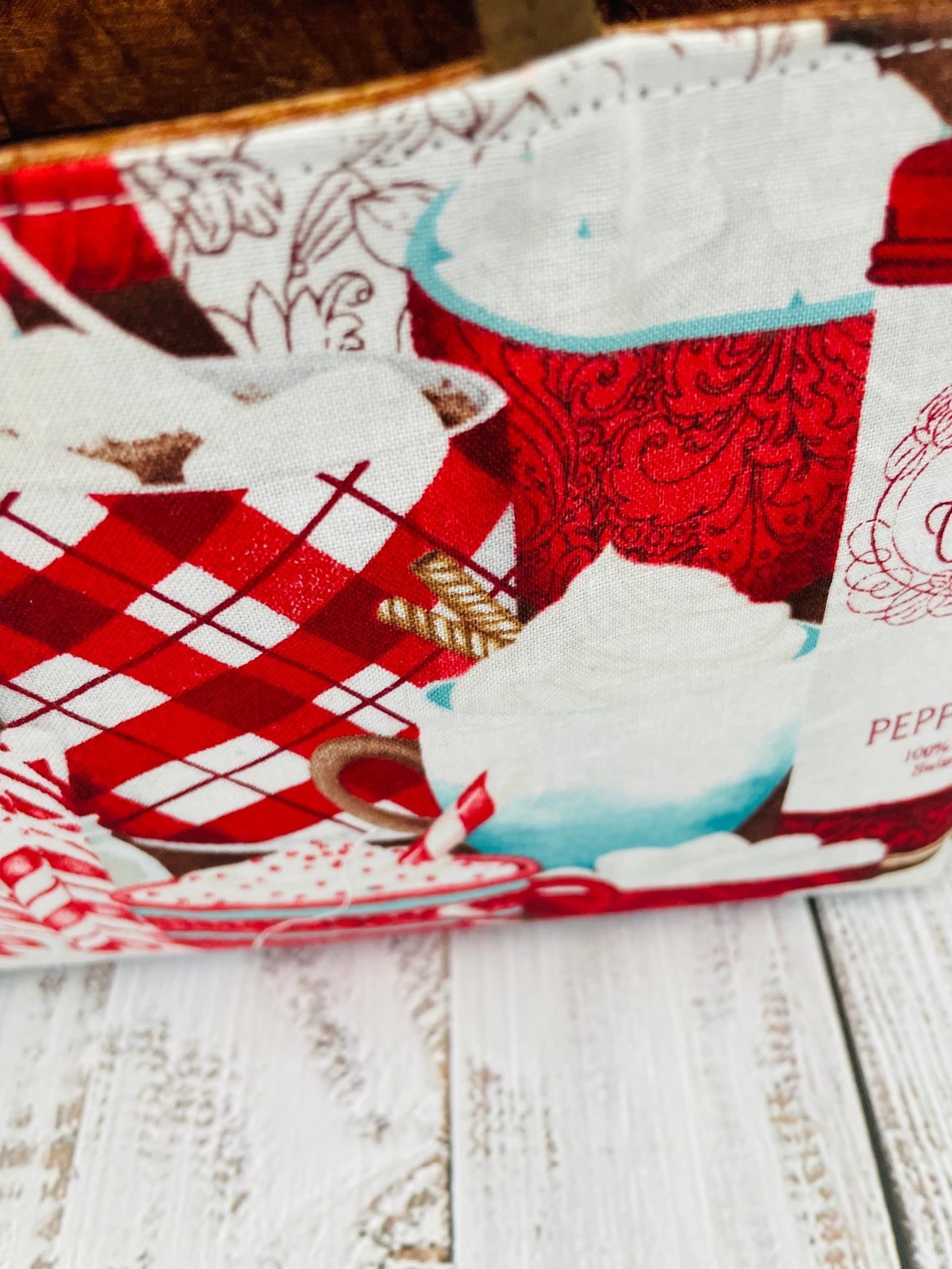 PEPPERMINT MOCHA ....MINI TOTE BAG WITH CORK HANDLES