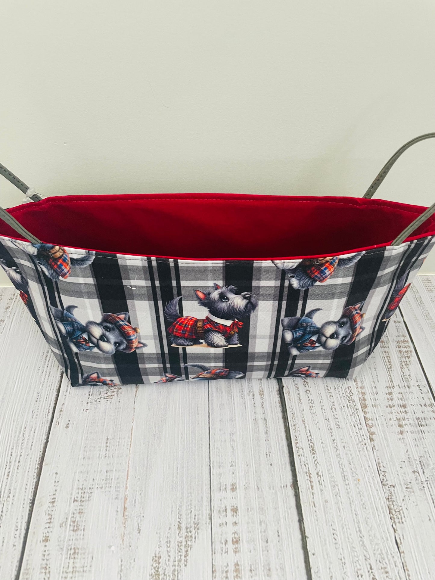 SCOTTIE DOGS ....MINI BASKET WITH CORK HANDLES ...CUSTOM PRINT