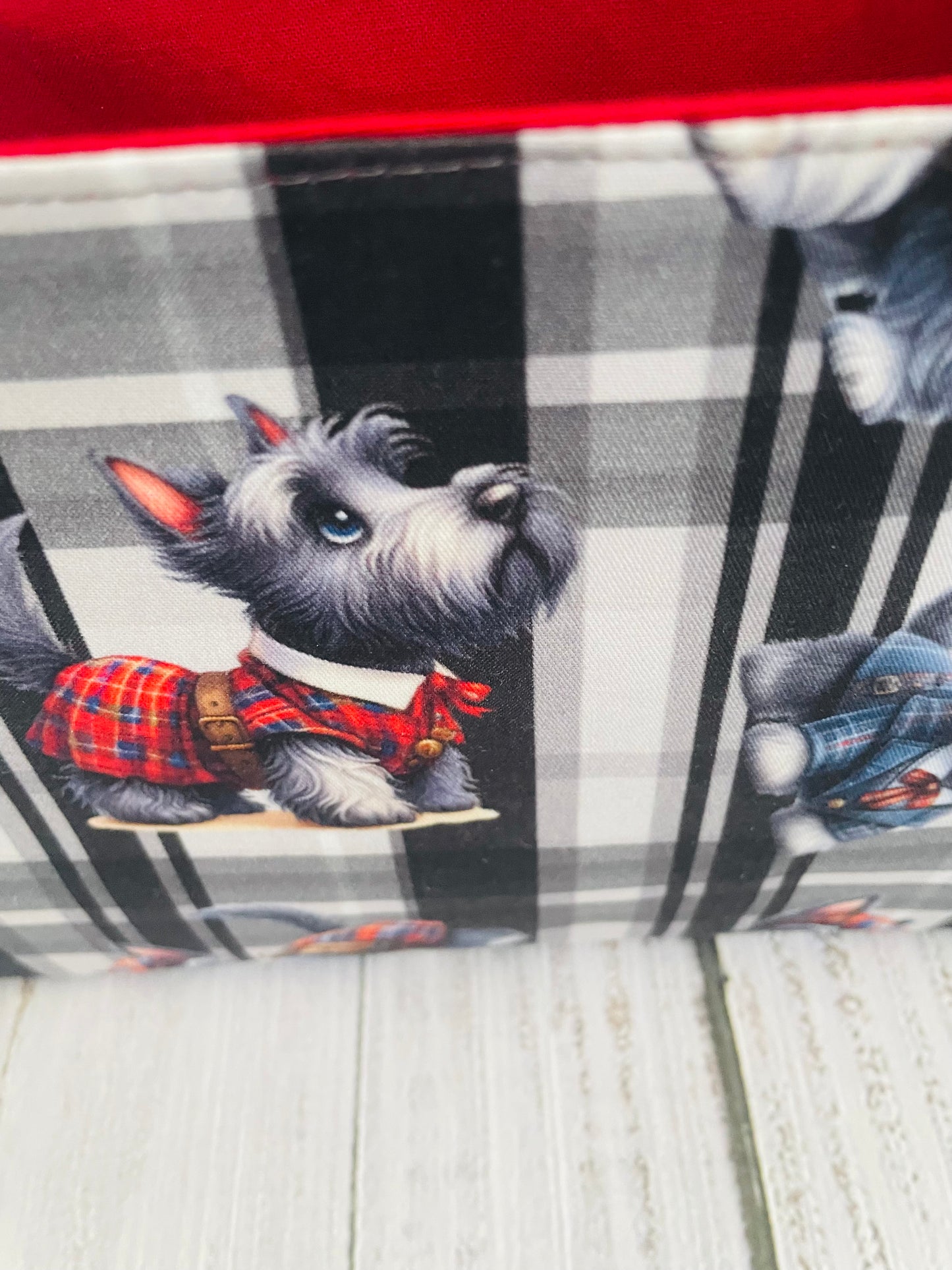 SCOTTIE DOGS ....MINI BASKET WITH CORK HANDLES ...CUSTOM PRINT