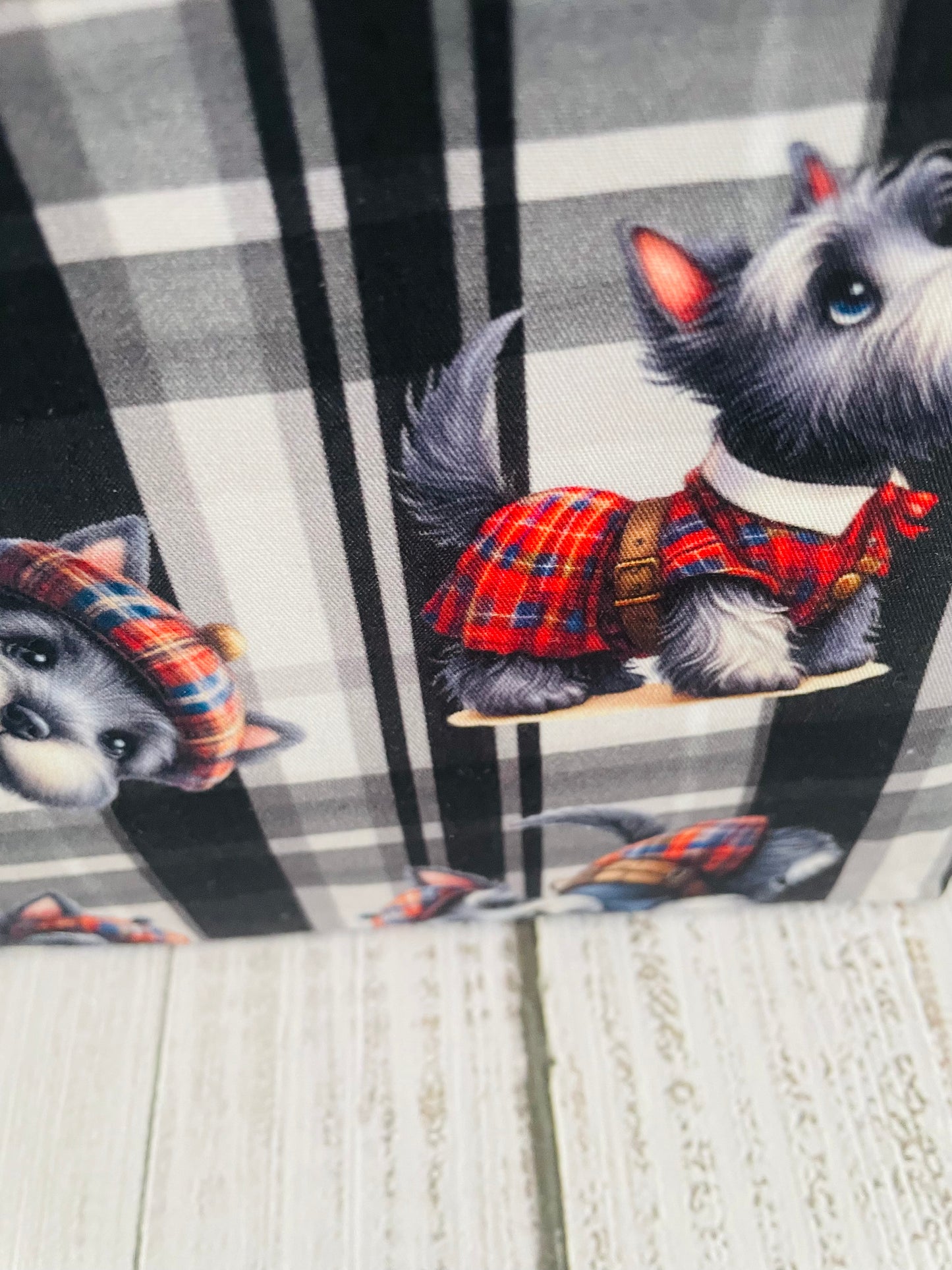 SCOTTIE DOGS ....MINI TOTE BAG WITH CORK HANDLES...CUSTOM PRINT