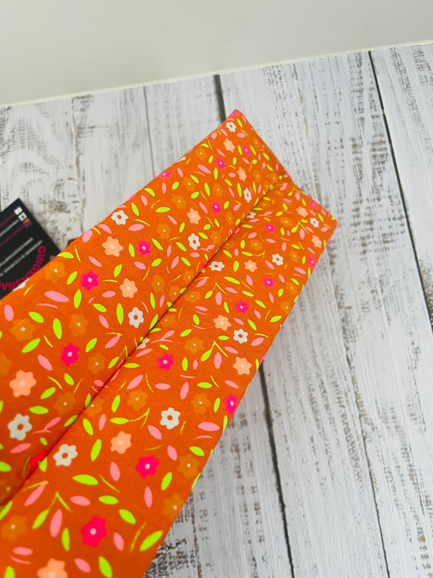 ORANGE BLOSSOMS ....MINI BASKET WITH CORK HANDLES ....BLACK LIGHT REACTIVE FABRIC