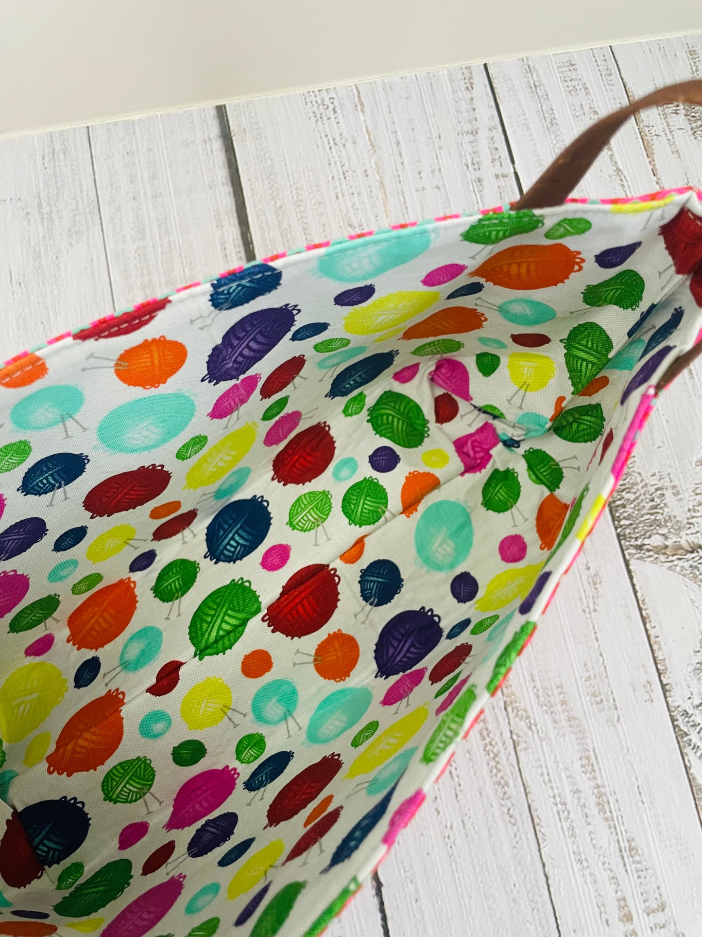 PINK GEO....MINI BASKET WITH CORK HANDLES ....BLACK LIGHT REACTIVE FABRIC