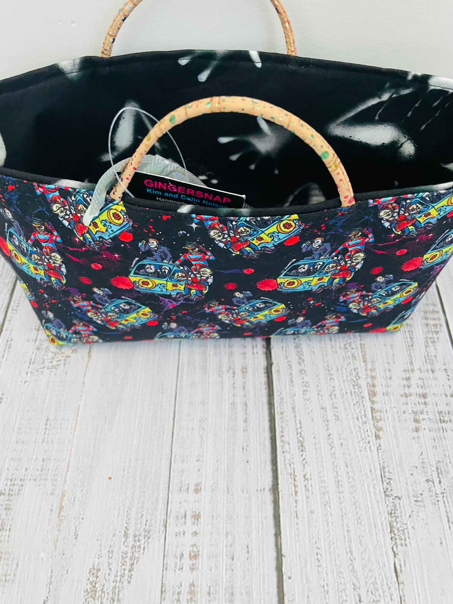NEON NIGHTMARE  HALLOWEEN SKEIN  AND MINI TOTE , THEMED STITCH STOPPERS