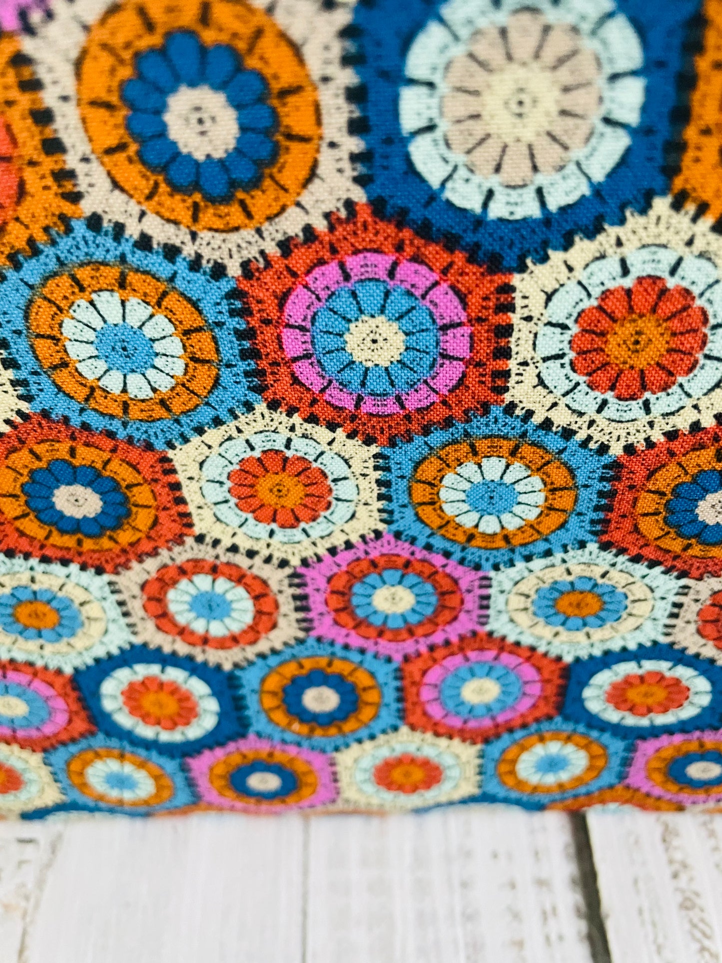 CROCHET HEXY .....Lifestyle bag (soft no wire  , but interfaced) CUSTOM PRINT