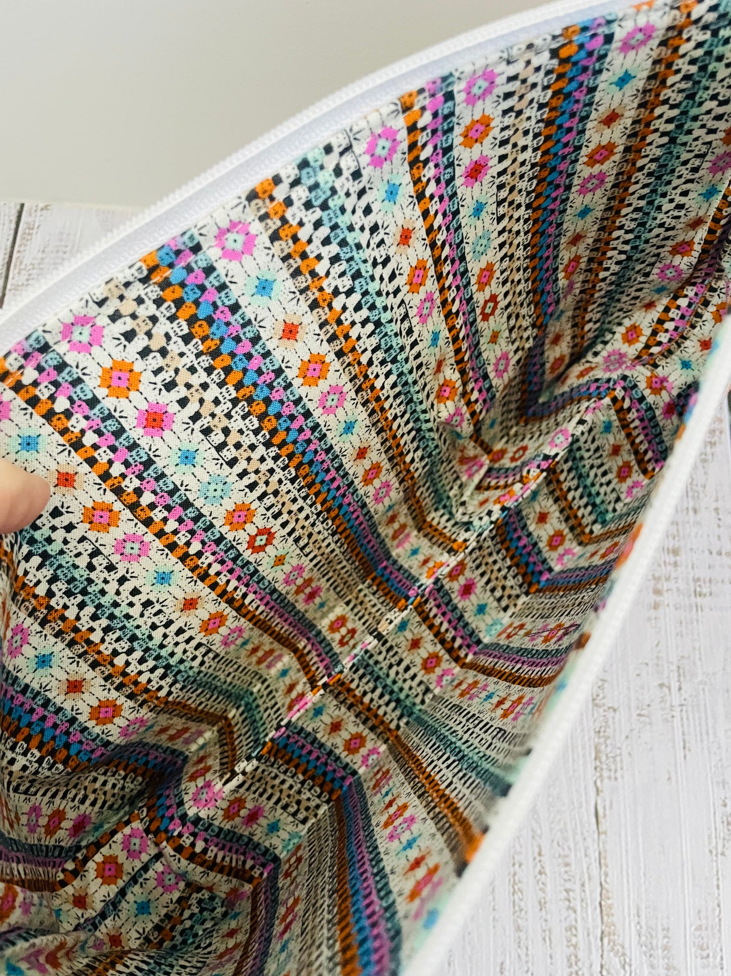 CROCHET HEXY .....Lifestyle bag (soft no wire  , but interfaced) CUSTOM PRINT