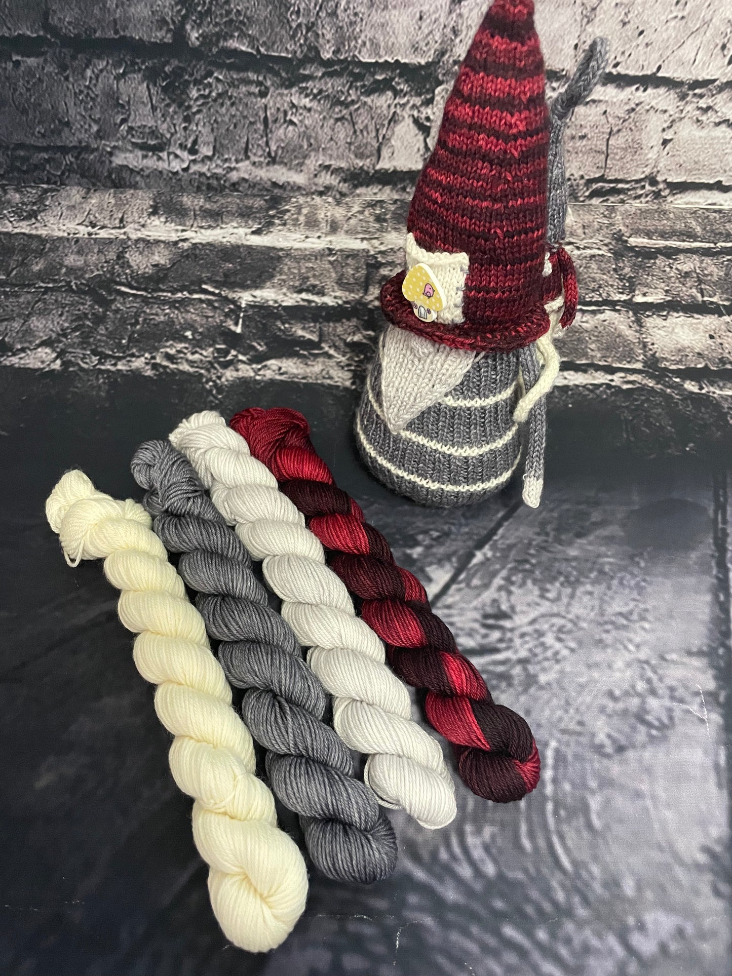 Buffalo Plaid Gnome set ...Dust Fingering weight ...exclusive to Gingersnap