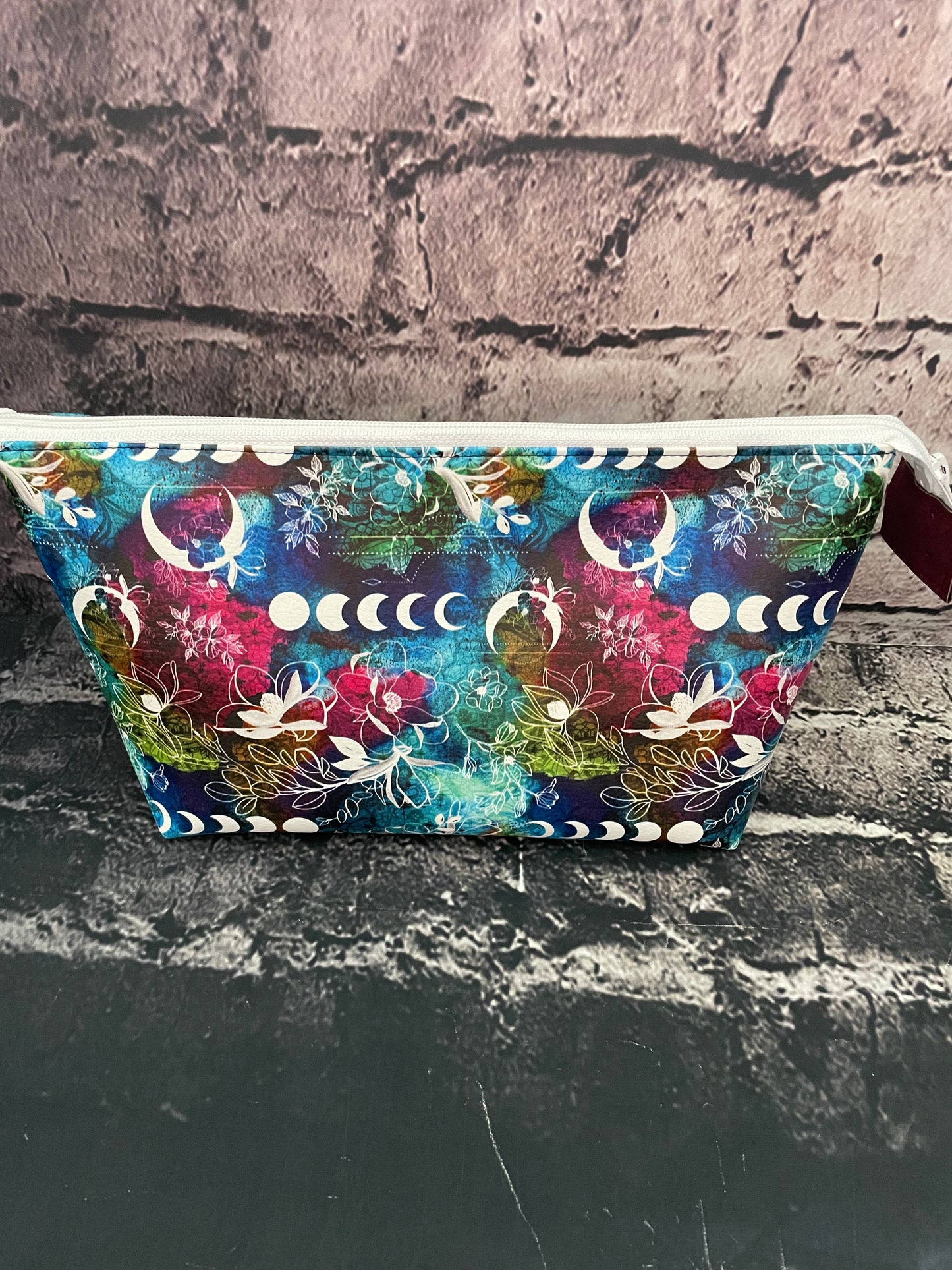MOON PHASE small Lifestyle bag (soft no wire , but interfaced )...DIAMOND VINYL EXTERIOR