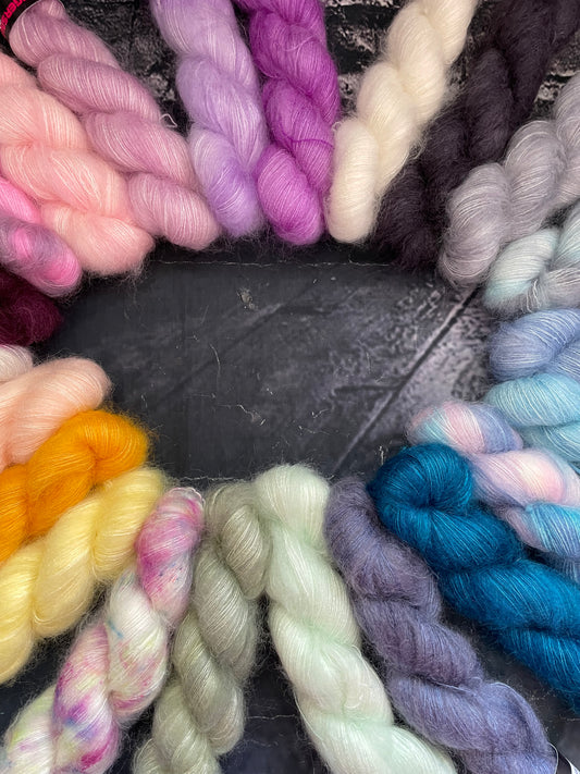 FLUFF MOHAIR LACE WEIGHT ...please choose colourway from drop down menu