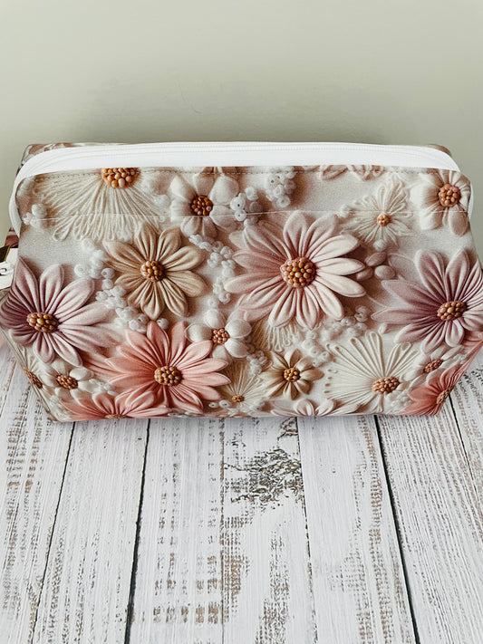PAPER FLOWERS .... Med Wire frame bag....CUSTOM PRINT….ROSE GOLD HARDWARE, EXCLUSIVE BAG BLING BY JONESKNIT