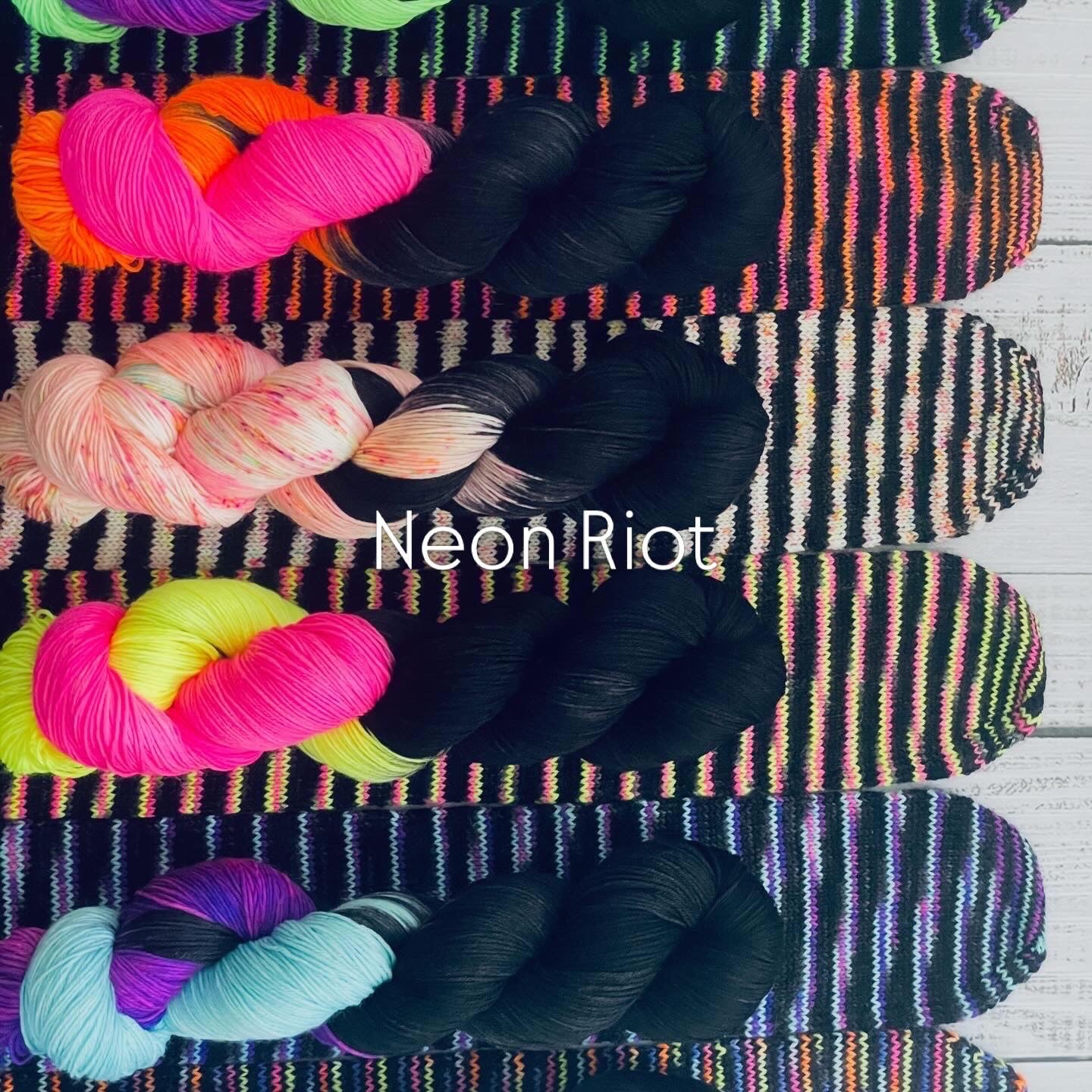 NEON RIOT COLLECTION ON PLUSH FINGERING  ….CHOOSE COLOURWAY AND BASE FROM MENU