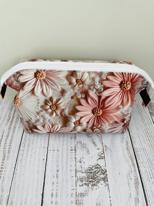 PAPER FLOWERS …Small wire frame bag…CUSTOM PRINT…ROSE GOLD HARDWARE…EXCLUSIVE BAG BLING BY JONESKNIT
