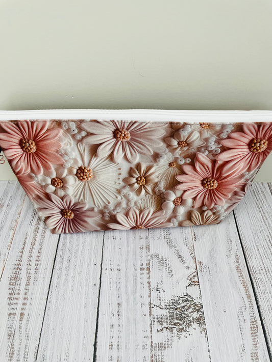 PAPER FLOWERS small Lifestyle bag (soft no wire  , but interfaced )...CUSTOM PRINT…ROSE GOLD HARDWARE …EXCLUSIVE BAG BLING BY JONESKNIT