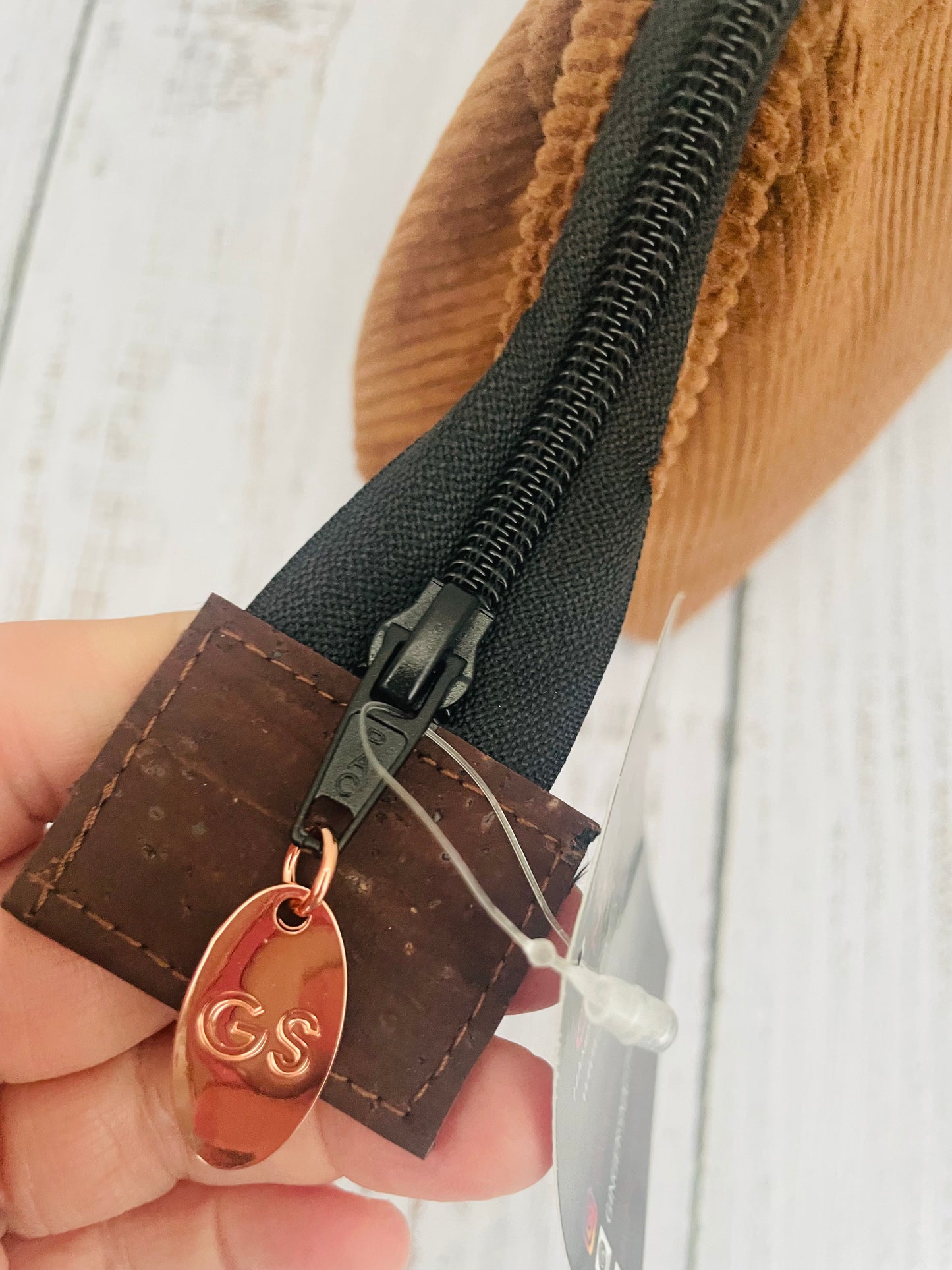 BROWN CORD  SMALL WIRE FRAME BAG