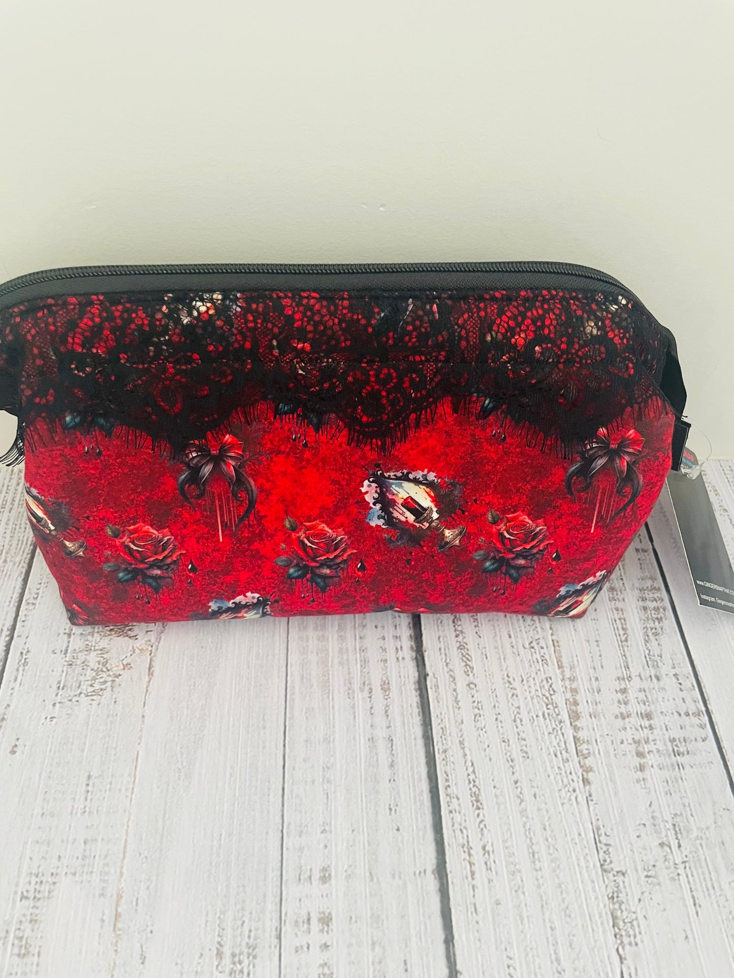 THROUGH THE VEIL ....WITH BLACK LACE ...CUSTOM PRINT     Small wire frame bag