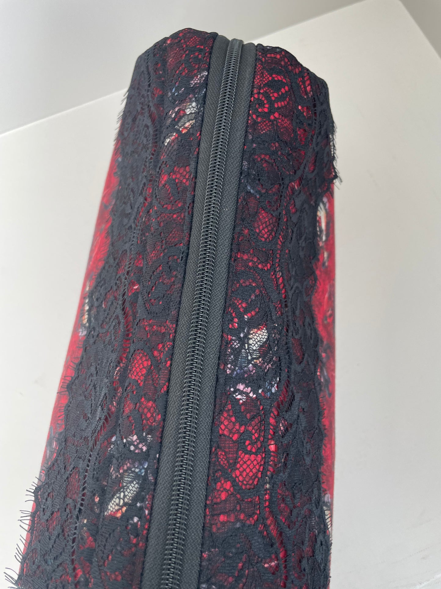 THROUGH THE VEIL .... Med Wire frame bag...CUSTOM PRINT, BLACK LACE