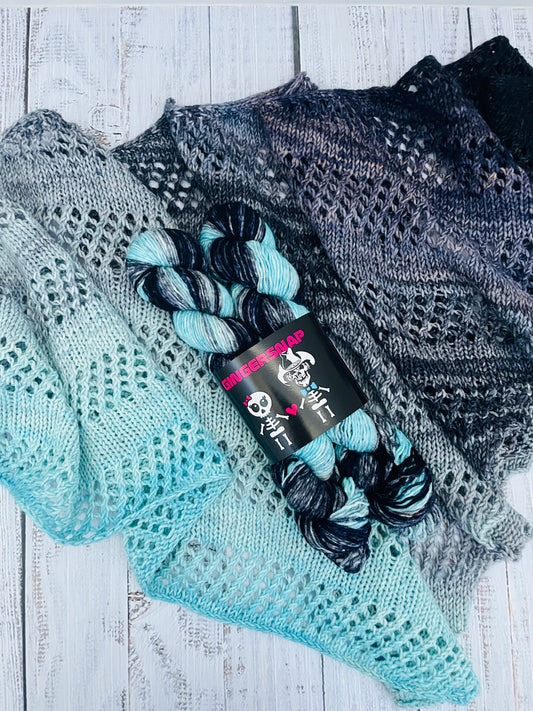 ICE & ASH .... HEATHERED GRADIENT SOCKSETS (FINGERING WEIGHT)