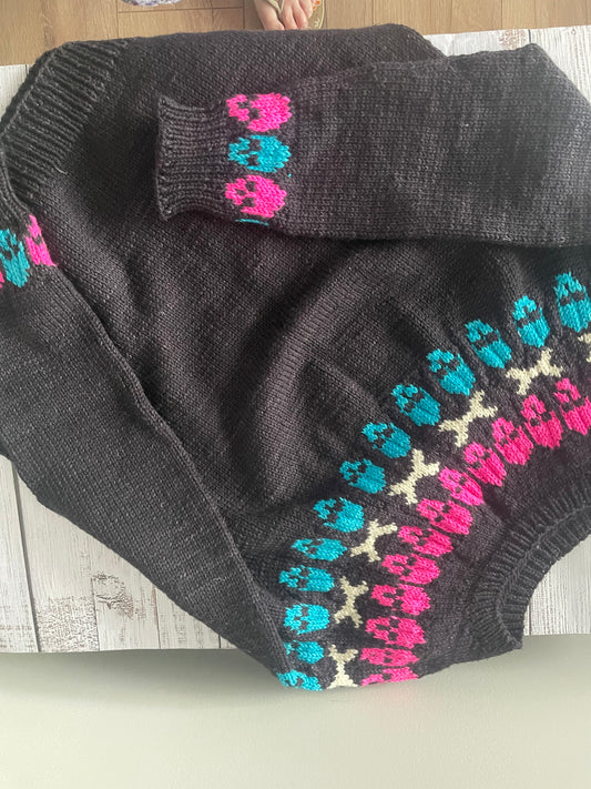 CANDY SKULL SWEATER SAMPLE  ...LARGE