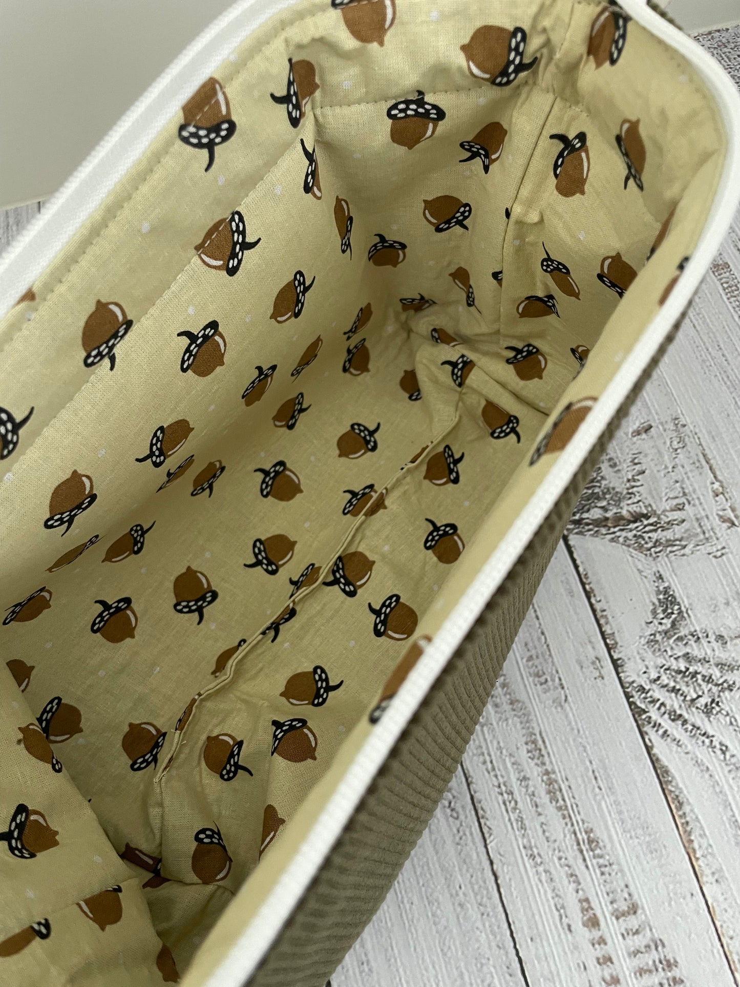 OLIVE CORDUROY   Small wire frame bag