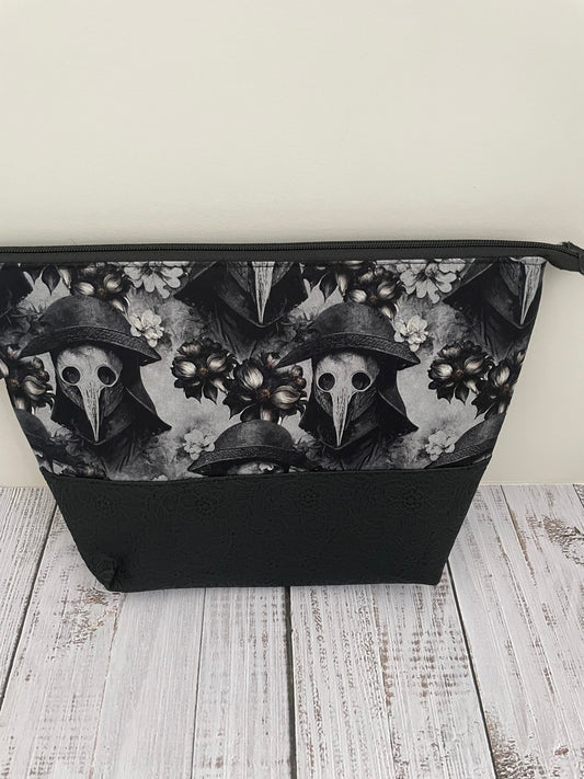 PLAGUE DOCTOR   .. Lifestyle plus  bag (soft no wire  , but interfaced) BLACK LACE FAUX LEATHER   BOTTOM