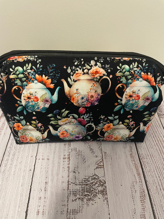 FLORAL TEAPOTS  .... Small wire frame bag..CUSTOM PRINT