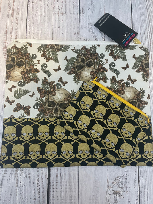 SKULLS  SMALL STITCHING BAG & NOTIONS POUCH....CUSTOM PRINTED FABRIC