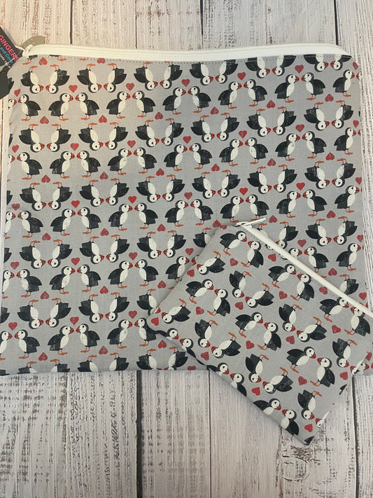 PUFFINS  SMALL STITCHING BAG & NOTIONS POUCH