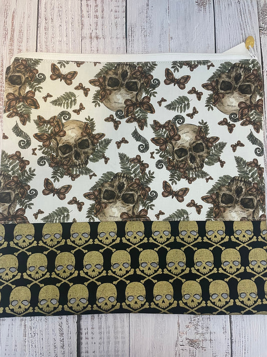 SKULLS  LARGE  STITCHING BAG....CUSTOM PRINTED FABRIC