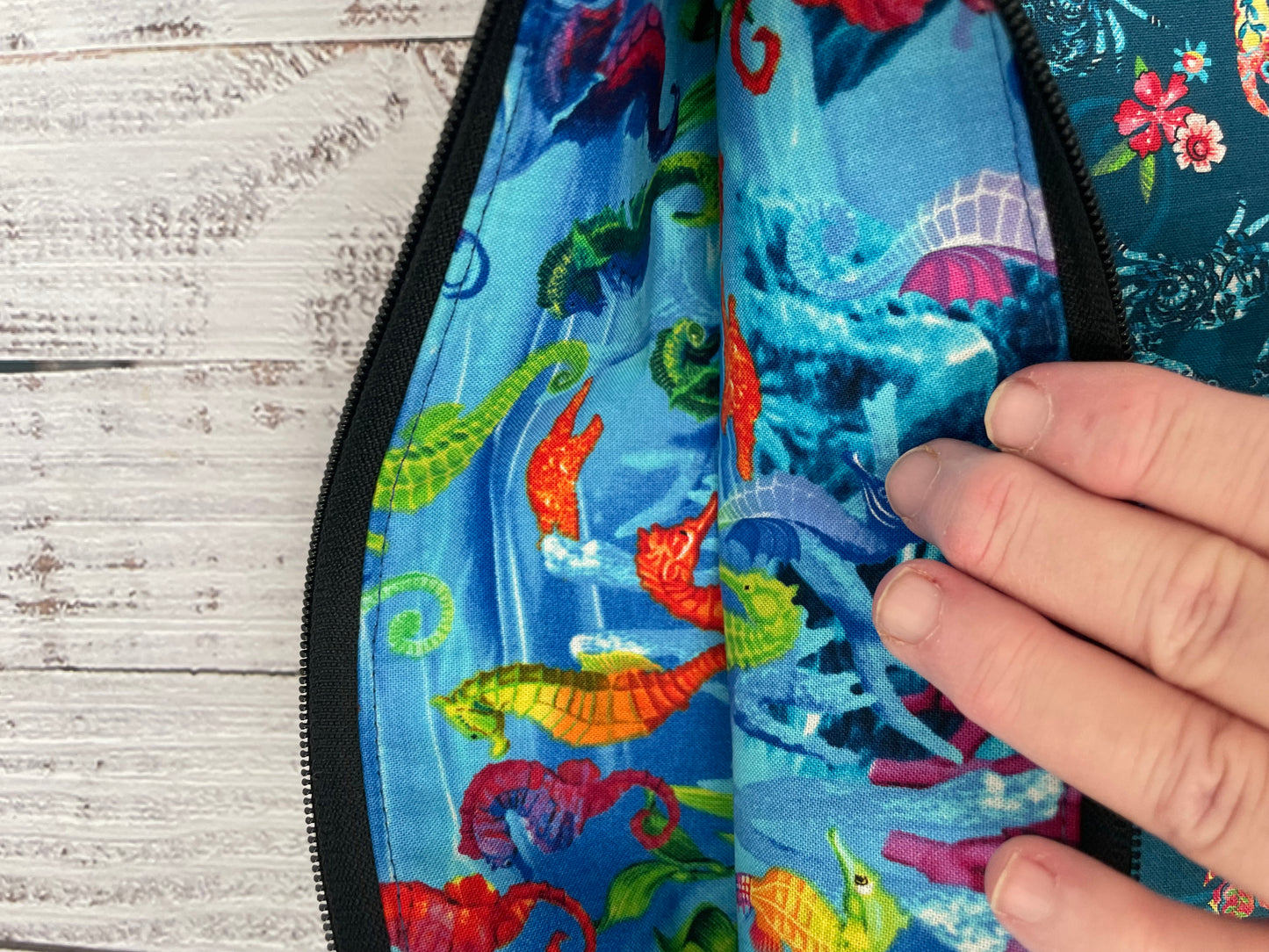 FLORAL CRAB  LARGE  STITCHING BAG & NOTIONS POUCH