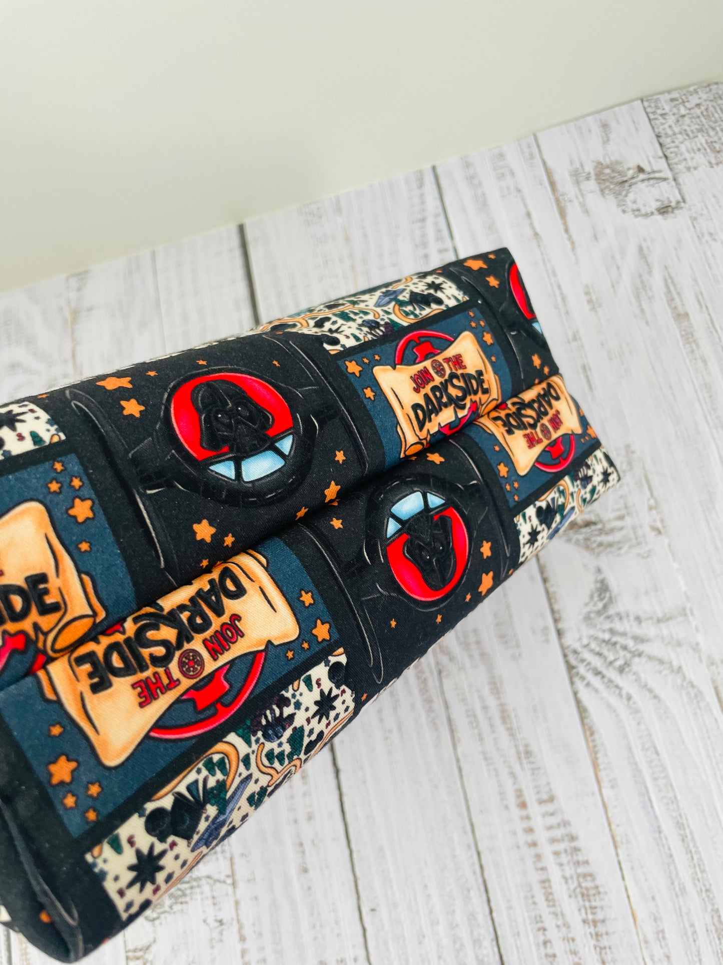 DARKSIDE COMIC STRIP   Small wire frame bag...CUSTOM PRINT ...LINING IS GLOW IN THE DARK , ACTIVATED BY LIGHT