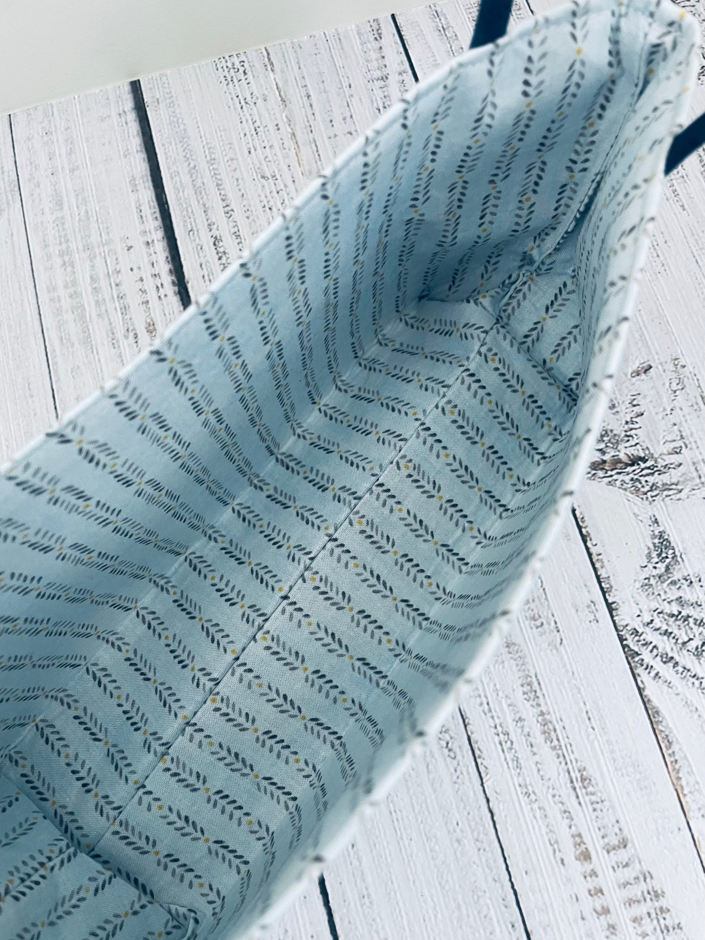 WATERCOLOUR MOUNTAINS   ....MINI BASKET  WITH BLUE CORK HANDLES