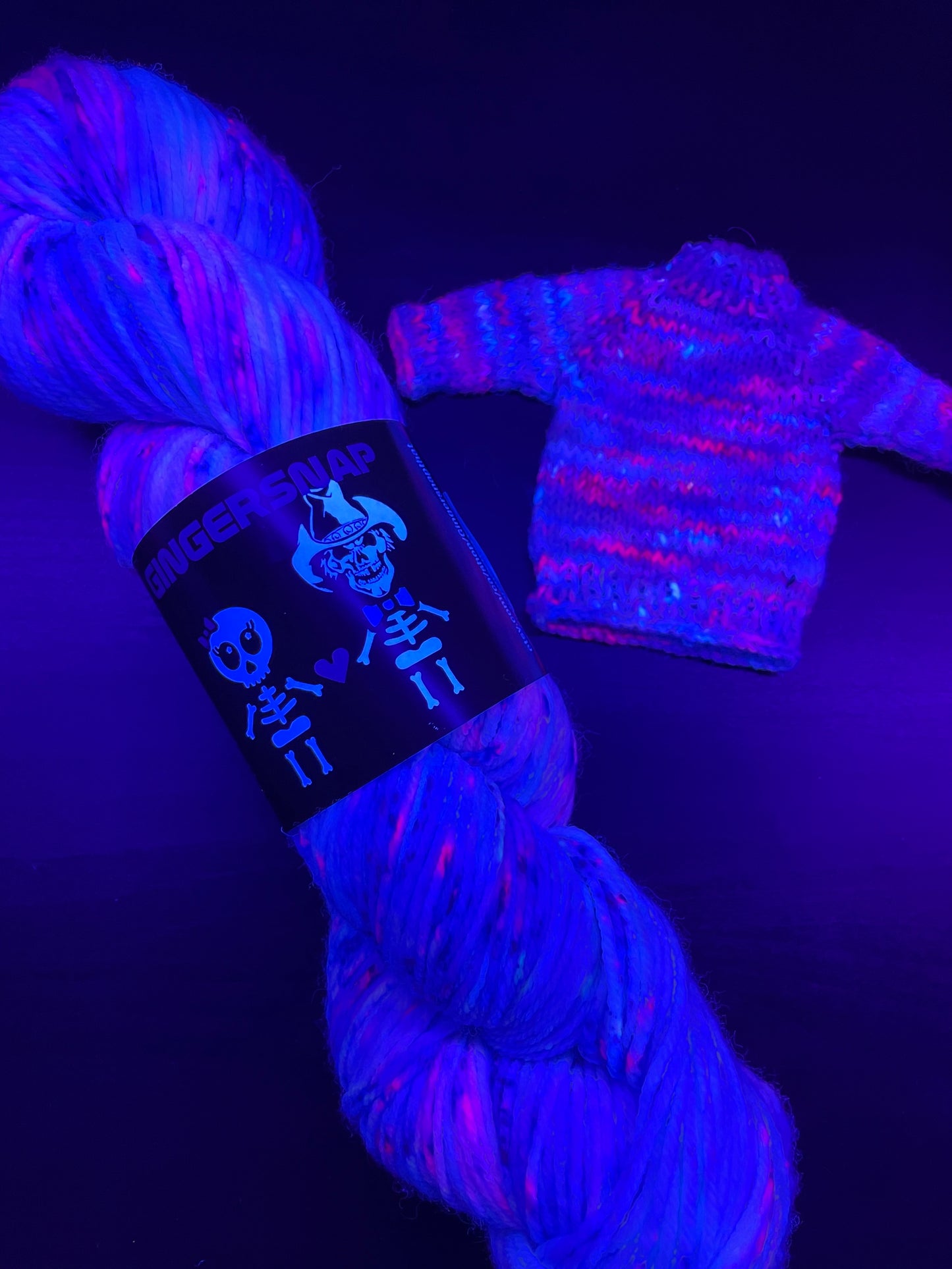 "TEARS TO SHED    " ON DUST FINGERING AND SQUISHY DK .... BLACK LIGHT REACTIVE