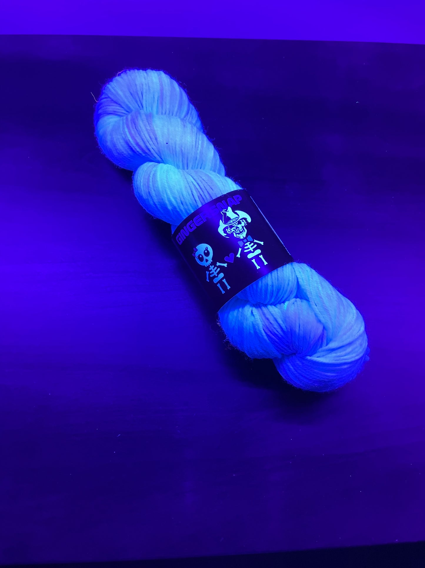"CASTING A SPELL  " ON DUST FINGERING AND SQUISHY DK .... BLACK LIGHT REACTIVE