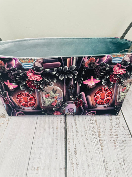 GOTHIC PLANTS    ....MINI BASKET  WITH CORK HANDLES,,,CANVAS CUSTOM PRINT