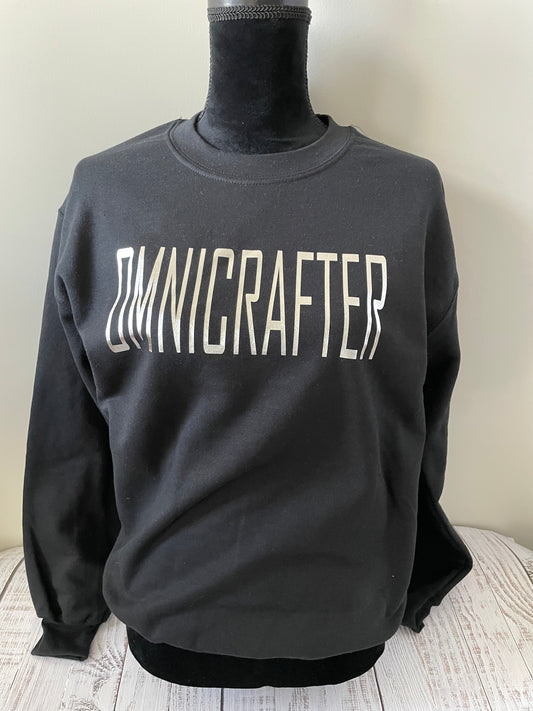 OMNICRAFTER CREW NECK SWEATSHIRT ...SMALL... BLACK..SILVER  FOIL IMAGE