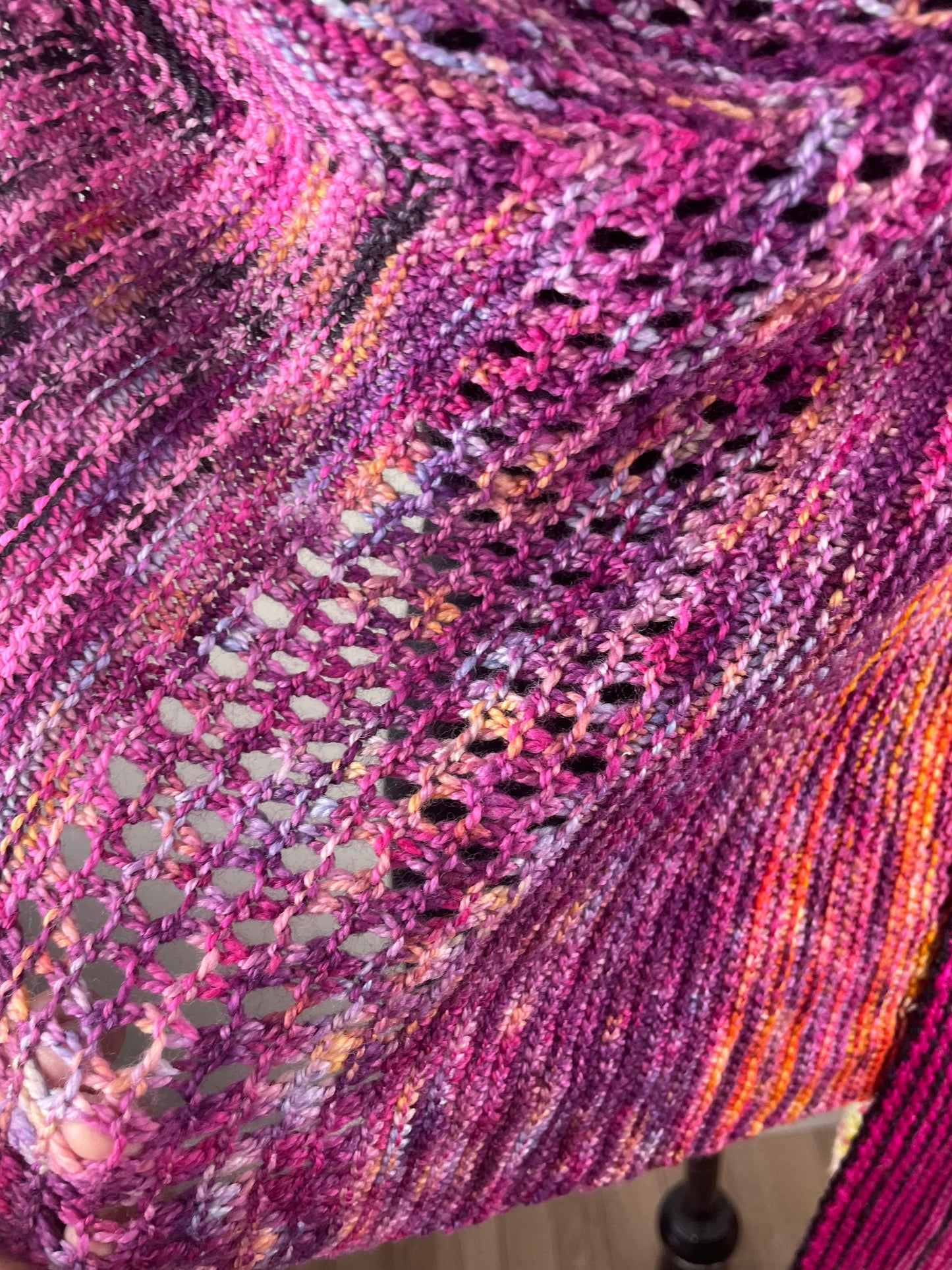 FIND YOUR FADE SHAWL  SAMPLE ....ADVENT KNIT....DESIGN BY DREA RENEE KNITS