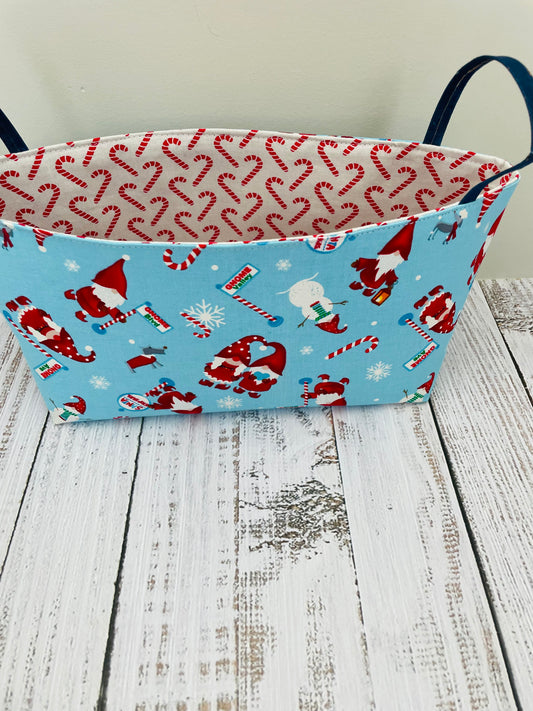 CHRISTMAS GNOMES    ....MINI BASKET  WITH CORK HANDLES