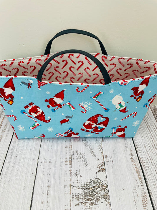 CHRISTMAS GNOMES    ....MINI TOTE BAG   WITH CORK HANDLES